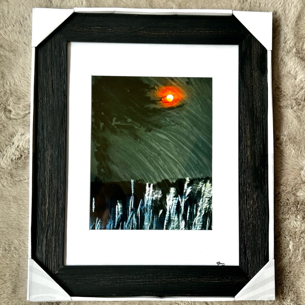 NWT! FRAMED HALLOWEEN GOTHIC WALL ART 8x10 inset 11x14 BLACK RUSTIC WOOD FRAME
